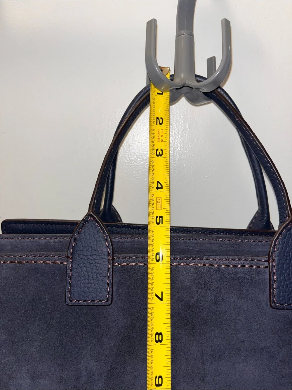 kate spade navy suede satchel with top handles